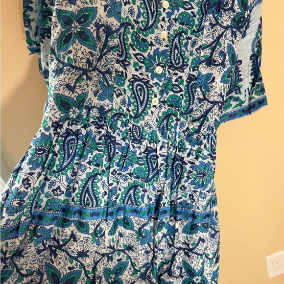 Vintage Saybury Dress cotton boho block print blue green size M NWT - Picture 6 of 6